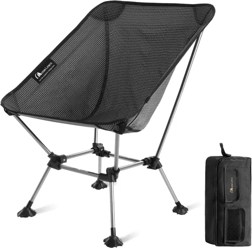 Miniatura 8 de MOON LENCE Silla de camping Plus, comodidad y tamaño mejorados, aún compacta y ligera, silla portátil plegable para mochilero y senderismo, Negro