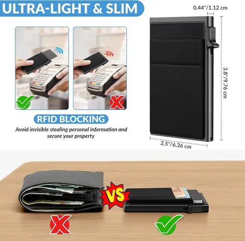 Miniatura 4 de Cartera delgada para tarjetas de crédito, Negro -, Minimalista