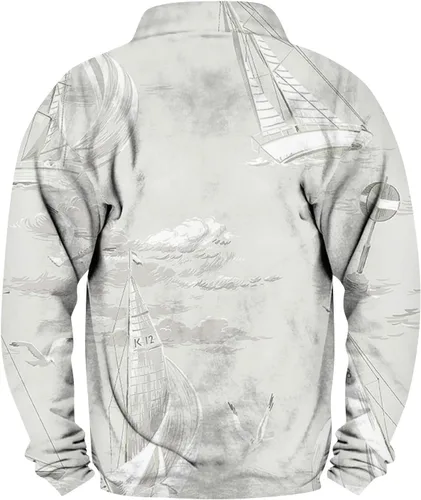 Miniatura 2 de JJHAEVDY Mens Sweatshirts Long-Sleeve Botton Sweater Stand Collar Print Sweatshirt Lightweight Casual Pullover Outdoor Shirt
