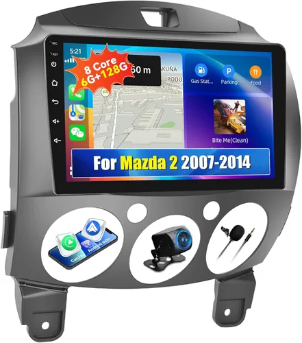 Miniatura 9 de [4G+64G] Radio de coche para Mazda 2 2007-2014 con CarPlay Android Auto, pantalla táctil de 9 pulgadas, Android 15 Mazda 2 estéreo para automóvil