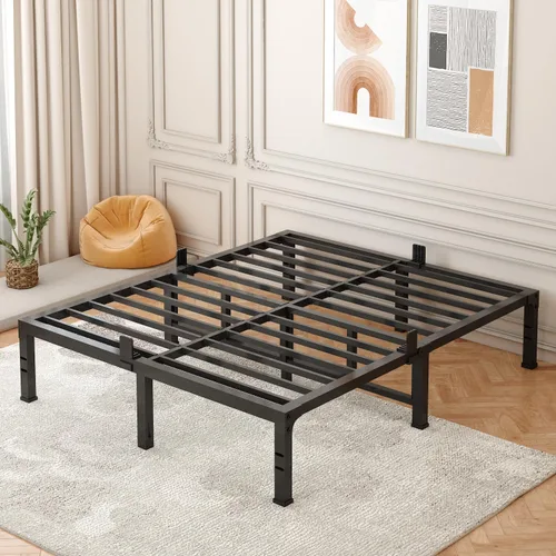 Miniatura 8 de FUIOBYVV Marcos de Cama Individual, Marco de Cama de Plataforma de Metal Resistente de 18 Pulgadas Tamaño Individual Soporta Hasta 3500 Libras, No