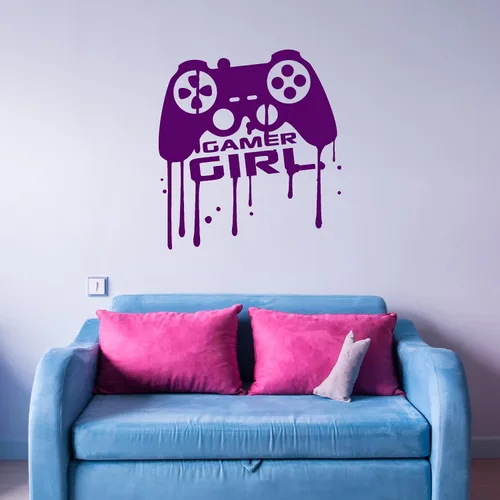 Miniatura 3 de Vinilo adhesivo para pared, diseño de chica Gamer, videojuegos, sala de juegos para adolescentes y sala de juegos, pegatinas grandes (689 ig)