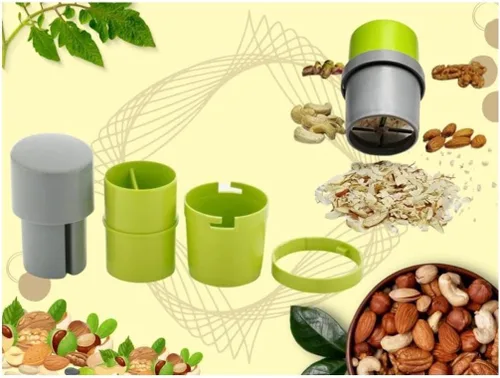 Miniatura 2 de E-COSMOS® Cortador y rebanador de frutas secas con hoja de acero inoxidable, molinillo manual de nueces para almendras, anacardos, pista
