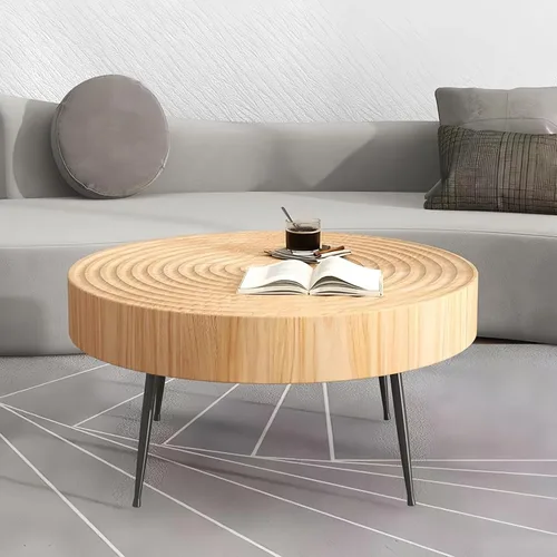 Miniatura 9 de Mesa de centro para sala de estar, sofá, mesa de esquina para el hogar, mesa redonda pequeña, anillos de árbol, mesa de centro de madera maciza