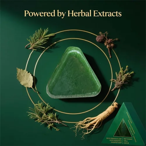 Miniatura 2 de Nature Triangle - Barra de champú sólido de hoja de ciprés natural, hierba de usman hierba, natural de siete hierbas verdes para el cuidado del 1