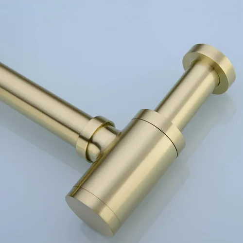 Miniatura 2 de Trampa redonda de latón para botella P, kit de tubo de drenaje de trampa de desechos para lavabo, altura ajustable, acabado dorado cepillado