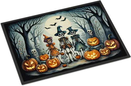 Miniatura 25 de Caroline's Treasures DAC2223MAT - Felpudo espeluznante de Halloween con gato negro de 18 x 27 pulgadas, tapete para puerta delantera