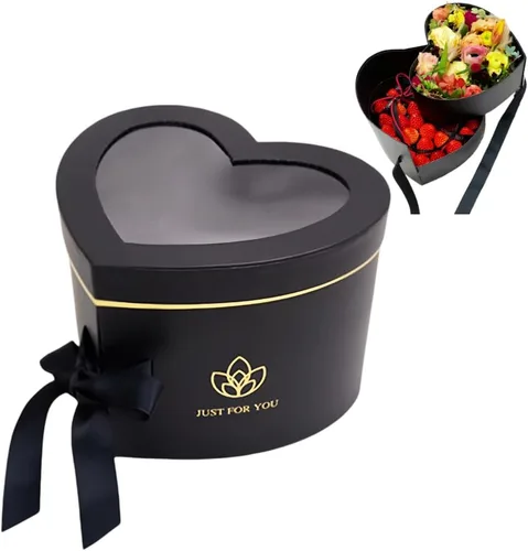 Miniatura 8 de BBJWRAPS - Caja para flores en forma de corazón con tapa para arreglos de lujo, florerías, entregas de regalos, material de cartón piedra de 9