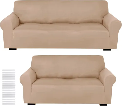 Miniatura 26 de Peryiter Juego de 2 fundas para sofá de dos plazas Fundas para muebles para sala de estar para sofá, sillón, ajuste elástico, a prueba de arrugas