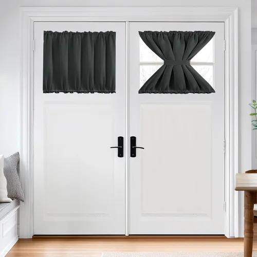 Miniatura 61 de Cortina térmica para puerta con bolsillo para barra, opacas, tratamiento de ventanas con ojales y ojales Deconovo 1 panel