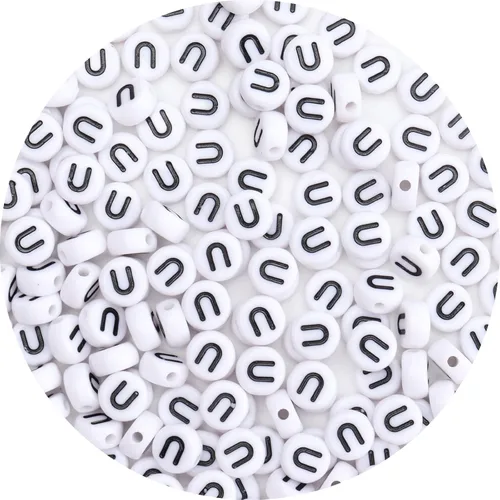 Miniatura 31 de 100 cuentas de letras – Cuentas redondas blancas del alfabeto acrílico de 0.16 x 0.27 pulgadas para hacer joyas, pulseras, collares y llaveros