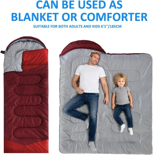Miniatura 3 de Oaskys - Saco de dormir para acampar, para 3 estaciones, clima cálido y fresco, verano, primavera, otoño, ligero, resistente al agua, para adultos