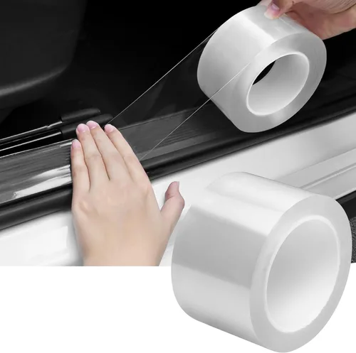 Miniatura 8 de DGSL Protectores de borde de puerta de automóvil, protector de umbral de puerta, película de fibra de carbono 5D de 2.7 pulgadas x 33 pies, película
