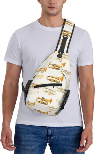 Miniatura 7 de Small Crossbody Bags for Women Men - Vintage Yellow Saxophone Print Adjustable Shoulder Bag Fanny Packs Belt Sling Bag Crossbody Purses Backpack for