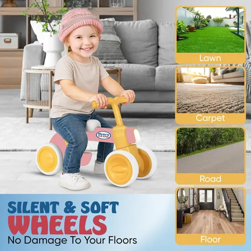 Miniatura 7 de Henry & Colin Bicicleta First Balance para niños de 1 año, bicicleta de 4 ruedas con luces divertidas y música, asiento suave, juguete de paseo sin