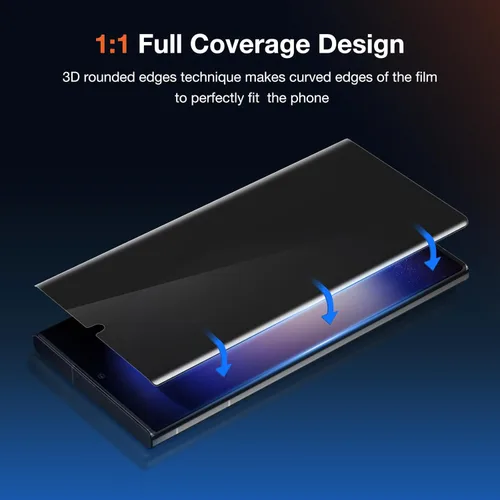 Miniatura 5 de KUZOOM Paquete de 2 protectores de pantalla antiespía para Samsung Galaxy S22 Ultra 5G de 6.8 pulgadas, película protectora de pantalla curva 3D