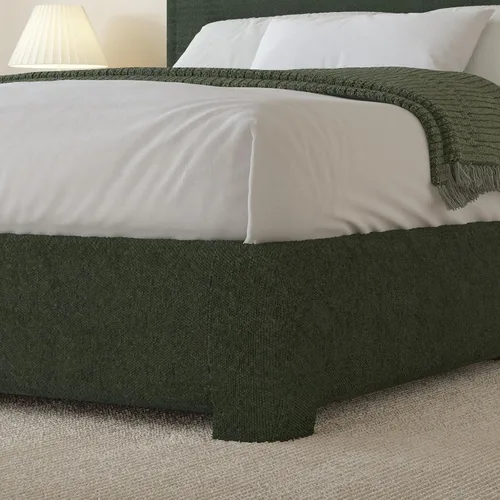 Miniatura 5 de Base de cama BarnFurin de tamaño individual, base de cama tapizada de tela con cabecero, estilo moderno, esquinas suaves y redondeadas, no hace Verde