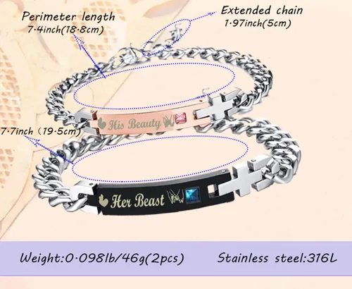 Miniatura 31 de Regalo para enamorado, para él y ella, pulseras grabadas personalizadas para parejas, para mujeres y hombres, juego a juego, regalo de aniversario