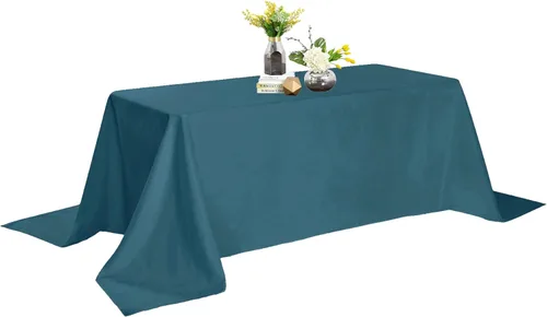 Miniatura 22 de Mantel de poliéster lavable de 90 pulgadas, resistente a las manchas y a las arrugas, mantel decorativo para mesa de comedor, fiestas de bufé y Negro