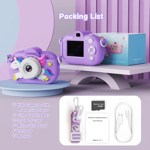 Miniatura 8 de Cámara para Niños Juguetes para Niños Pequeños para Niñas y Niños de 3-12 Años, Cámara de Video Digital para Niños, Regalos de Juguetes de Navidad