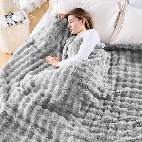 Miniatura 39 de NEWCOSPLAY Manta para Sofá Aqua Súper Suave de Franela Polar 3D Burbuja Ligera Manta de Cama para Uso en Todas las Estaciones (Aqua, Throw(50"x60"))