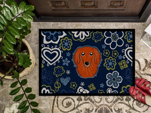 Miniatura 3 de Caroline's Treasures BB5065MAT - Felpudo de pelo largo con diseño de flores azules, de pelo largo, color rojo, 18 x 27 pulgadas, tapete para puerta