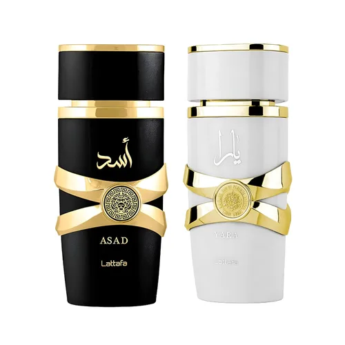 Lattafa Set de Regalo de 2 Piezas de Eau de Parfum para Unisex (Asad+ Yara Moi) 100 ml/3.4 onzas líquidas cada una