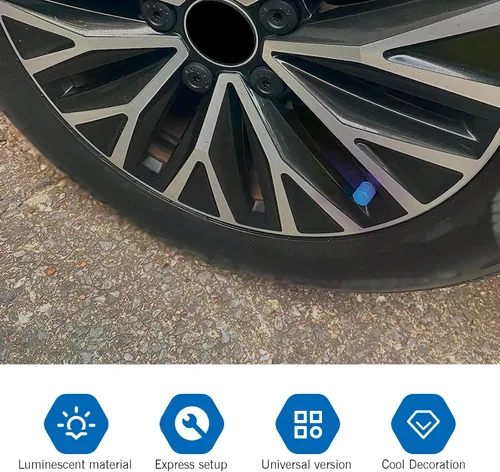 Miniatura 3 de 4 tapones luminosos para válvulas de neumáticos para automóvil, tapones fluorescentes para válvulas de neumáticos de automóvil, tapones de presión