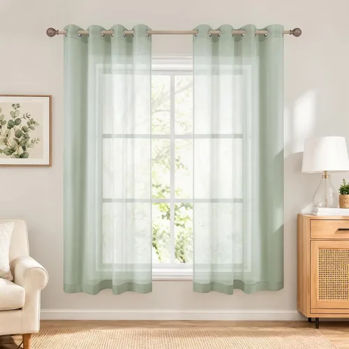 Miniatura 36 de KOUFALL Cortinas traslúcidas de 120 pulgadas de 2 paneles con ojales, juego extra largo de 10 pies de largo, cortinas altas para ventana grande, 52