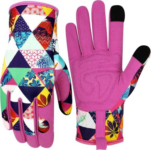 Guantes de jardinería de cuero para mujer, guantes de jardín a prueba de espinas, diseño de pantalla táctil, guantes de trabajo resistentes para el
