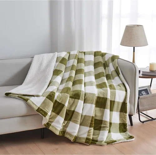 Miniatura 6 de Great Bay Home Manta de felpa de terciopelo y forro polar sherpa, manta gruesa para silla, sofá o cama. Manta cálida, reversible y suave. Colección