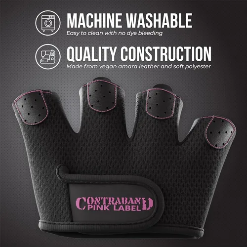Miniatura 4 de Contraband Pink Label 5537 Guantes de levantamiento de peso para mujer MICRO con acolchado de silicona Grip-Lock (par) - Guantes medio dedos