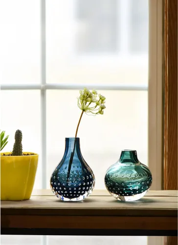 Miniatura 4 de CONVIVA Florero de cristal verde para flores, difusor de arte para ideas de junco, moderno, hecho a mano, pequeño, arreglo de decoración de otoño