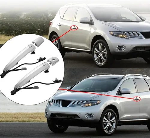 Miniatura 6 de Manijas de puerta exteriores cromadas (2 unidades, izquierda y derecha) con sensor de entrada de llave inteligente, compatible con Nissan