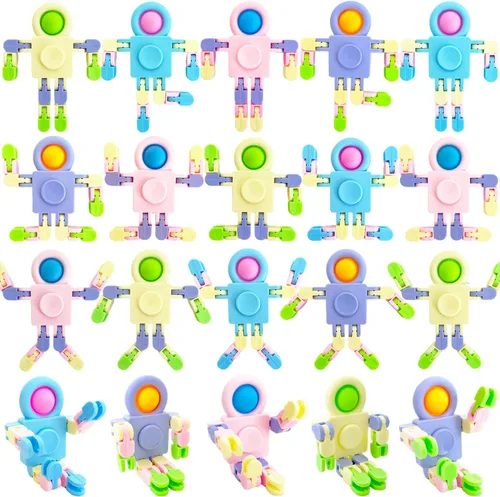 20 juguetes sensoriales divertidos para ansiedad, juguete de cadena transformable, juguete de dedo robot para aliviar el estrés, juguetes