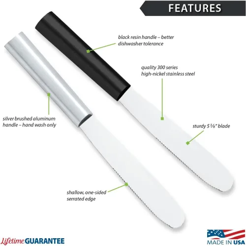 Miniatura 2 de Rada Cubertería Super Spreader - Cuchillo para esparcir hecho de acero inoxidable con mango de aluminio cepillado fabricado en Estados Unidos