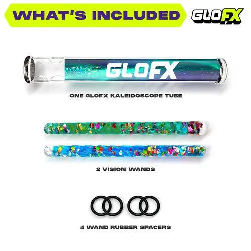 Miniatura 7 de GloFX Aurora Borealis Liquid X - Juguete de tubo caleidoscopio - Varitas de purpurina dobles (azul y verde azulado) - Incluye tubo, varitas