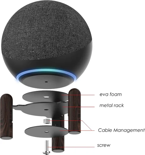 Miniatura 5 de Soporte de montaje de escritorio para el nuevo Echo Studio 2025, Echo 4ª generación y otros altavoces adecuados. Madera de nogal negro.