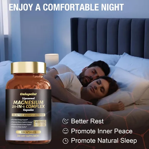 Miniatura 5 de 2 paquetes de cápsulas de complejo de magnesio liposomal de 1400 mg (citrato, glicinato, malato, etc.), 12 tipos activos de magnesio con vitamina