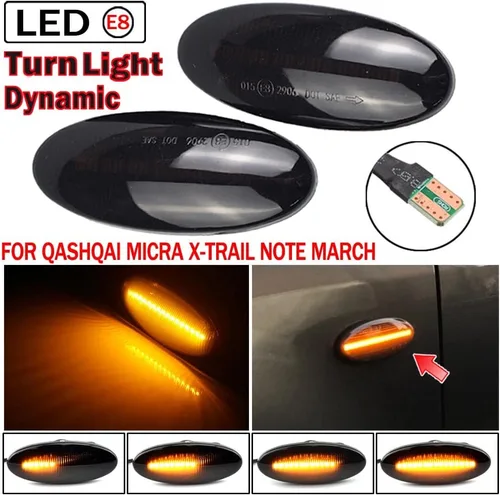 Miniatura 2 de Para Nissan Qashqai J10 X-trail T31 Cube Juke Leaf Micra Micra K13 Note E11 Dynamic Auto LED Side Marker Luz de señal de giro transparente (ahumado)