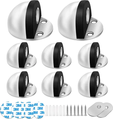 Miniatura 17 de HUTLON Topes de puerta, paquete de 2, tope magnético de puerta, autoadhesivo, negro para montaje en suelo, soporte magnético para puerta
