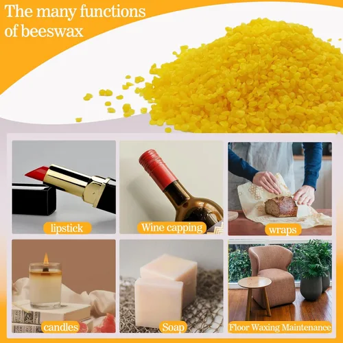 Miniatura 2 de AHSNYLC Cuentas de cera de abeja amarillas a granel, pellets de cera de abeja amarilla de 31.22 oz, pastillas de cera de abeja pura, fabricación