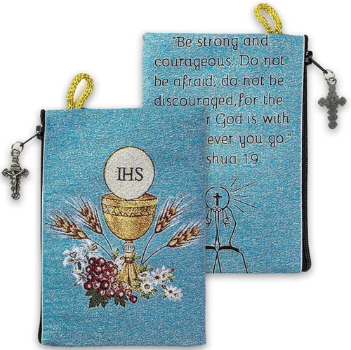 Miniatura 64 de Bolsa de rosario católico, estuche de rosario de bautismo para niños con números 6:24-26, versículo de la Biblia, 4 x 6 pulgadas, joyería y monedero