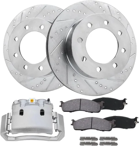 Miniatura 68 de Detroit Axle - Rotores de freno para Ford 2013-2019 Explorer Taurus Flex Lincoln MKT MKS, rotores de freno de disco ranurados perforados de repuesto