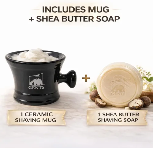 Miniatura 3 de G.B.S GENTS - Tazón de afeitar de cerámica negra resistente, taza con jabón de afeitar natural, para usar con jabones de afeitar de hasta 3 pulgadas