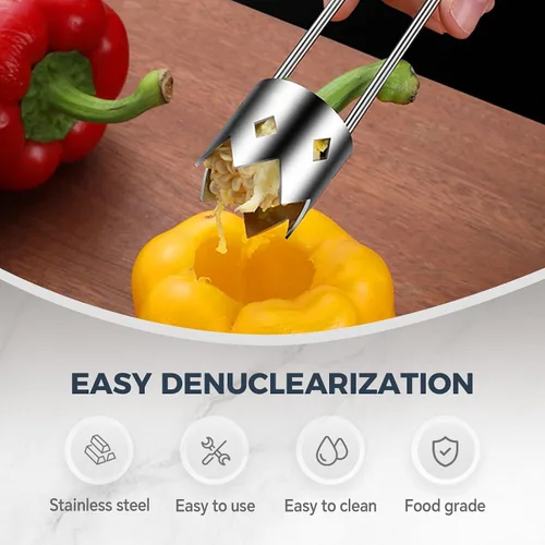 Miniatura 5 de Descorazonador de semillas de pimiento rojo, descorazonador de frutas de acero inoxidable 2026, herramienta para quitar semillas de pimienta