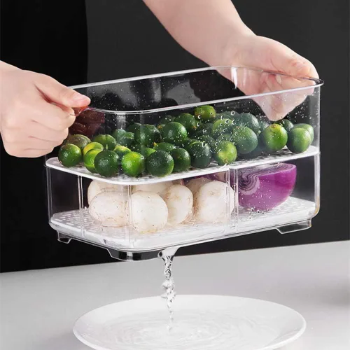 Miniatura 6 de SANNO Contenedores de almacenamiento de frutas y verduras, contenedores de almacenamiento de alimentos para refrigerador, organizador apilable