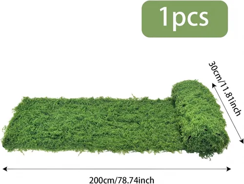 Miniatura 2 de 1 camino de mesa de musgo falso para manualidades de 11.81 x 78.74 pulgadas, rollo de hoja de musgo artificial impermeable para pared, techo