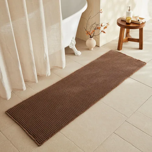 Miniatura 67 de TYUU Tapete de baño estilo gofre, tapete de baño bohemio, antideslizante, lavable, súper absorbente, de secado rápido, bonito tapete de baño