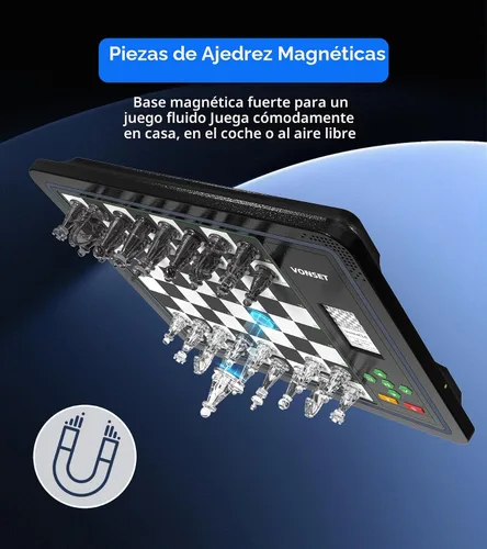 Miniatura 5 de Tablero de Ajedrez Electrónico L6 con Luces LED, Juego de Ajedrez de Computadora con Visualización de Posición de Piezas, Juego de Ajedrez